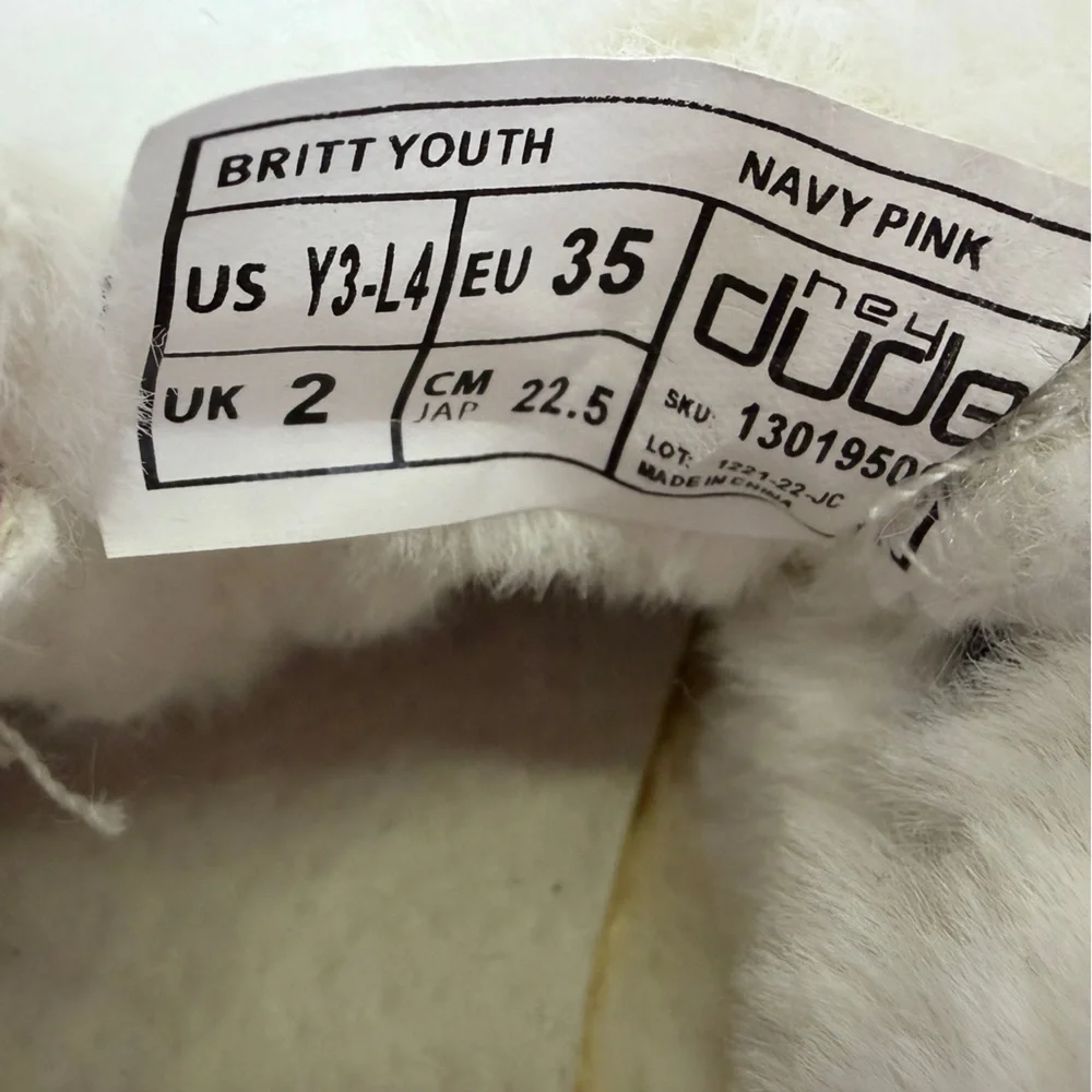 Hey Dude Britt Youth Y3 - L4 EU 35 Navy Pink Tie Dye Boho Boot Faux Fur‎